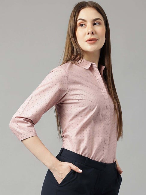 Hancock Pink Cotton Slim Fit Printed Shirt-picture-21