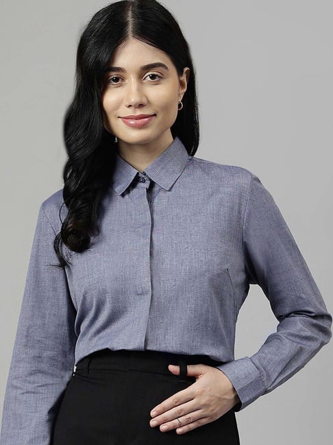 English Navy Navy Cotton Regular Fit Shirt