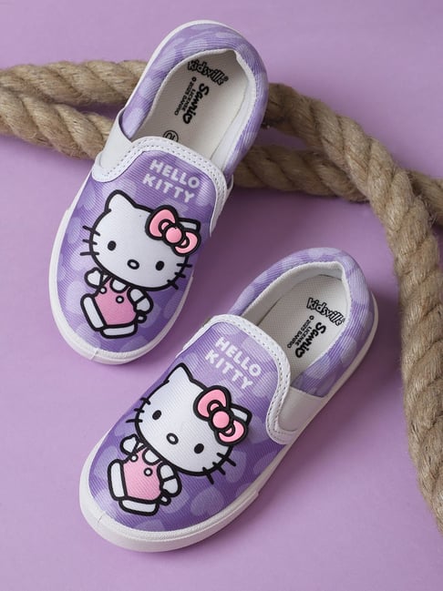 Kidsville Kids Hello Kitty Printed Purple Slip-On Shoes