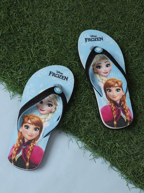Kidsville Kids Frozen Printed Blue & Black Flip-Flops-image-17