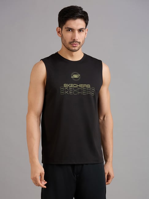 Skechers Black Regular Fit Printed Tank Tee-picture-10