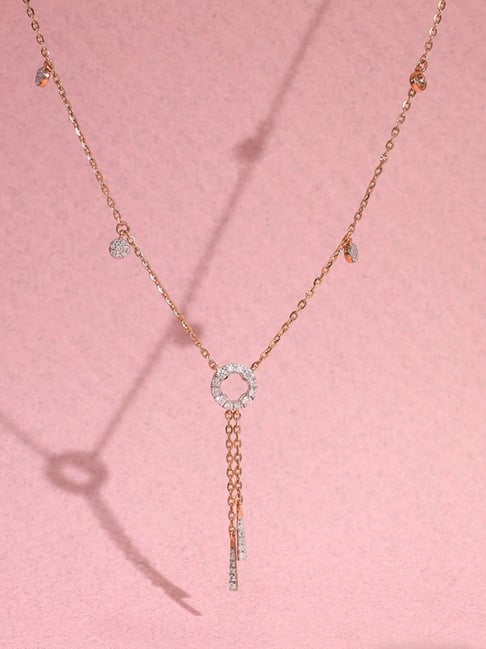 P.N.Gadgil Jewellers 14k (585) Yellow Gold Circlular Cascade Lariat Diamond Necklace