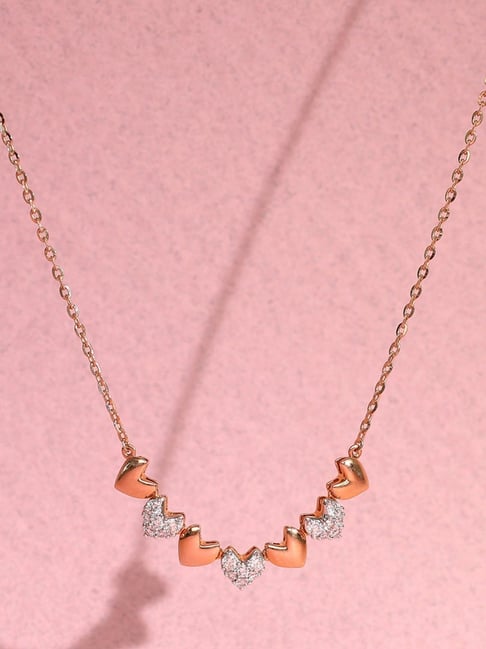 P.N.Gadgil Jewellers 14k (585) Yellow Gold Charmline Cupid's Modern Diamond Necklace