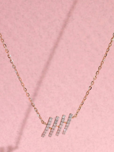 P.N.Gadgil Jewellers 14k (585) Yellow Gold Linea Bars Modern Diamond Necklace