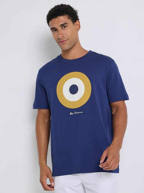 Ben Sherman Blue Signature Target Logo Print Regular Fit T-Shirt-picture-42
