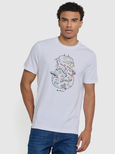 Ben Sherman White Chest Print Regular Fit T-Shirt-picture-24