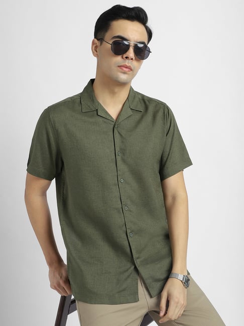 R&B Olive Lyocell Regular Fit Casual Shirt-picture-32