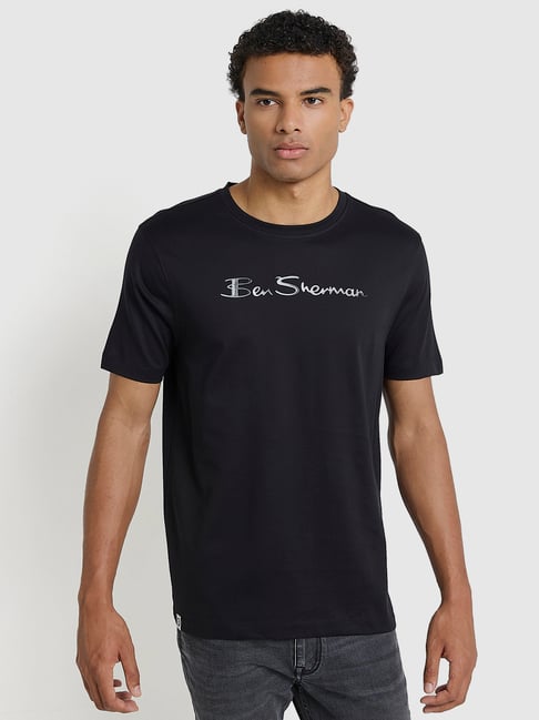 Ben Sherman Black Chest Logo Print Regular Fit T-Shirt-picture-30