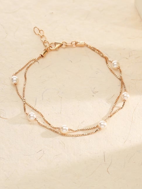 P.N.Gadgil Jewellers 18k (750) Yellow Gold Orbital Pearl Glow Flexible Bracelet