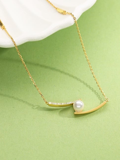 P.N.Gadgil Jewellers 18k (750) Yellow Gold Golden Swoop Modern Necklace-image-47