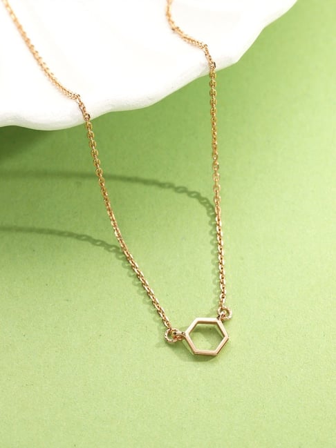 litestyle by png P.N.Gadgil Jewellers 18k (750) Yellow Gold Minimal Hive Modern Necklace-picture-19
