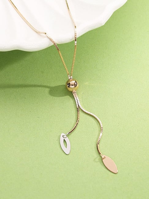 litestyle by png P.N.Gadgil Jewellers 18k (750) Yellow Gold Leafline Charm Modern Necklace-picture-21