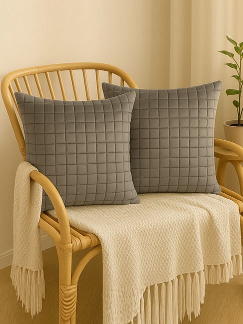 MFD HOME Furnishing Grey Holand Embroidered Cushion Covers - Set of 2-picture-46