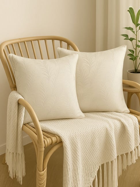 MFD HOME Furnishing Cream Silk Cushion Covers - Set of 2-picture-38