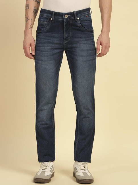Cantabil Blue Regular Fit Solid Jeans
