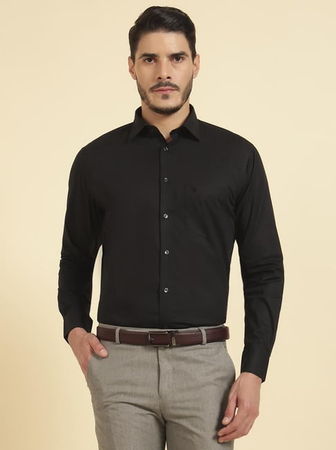 Cantabil Black Regular Fit Solid Formal Shirt