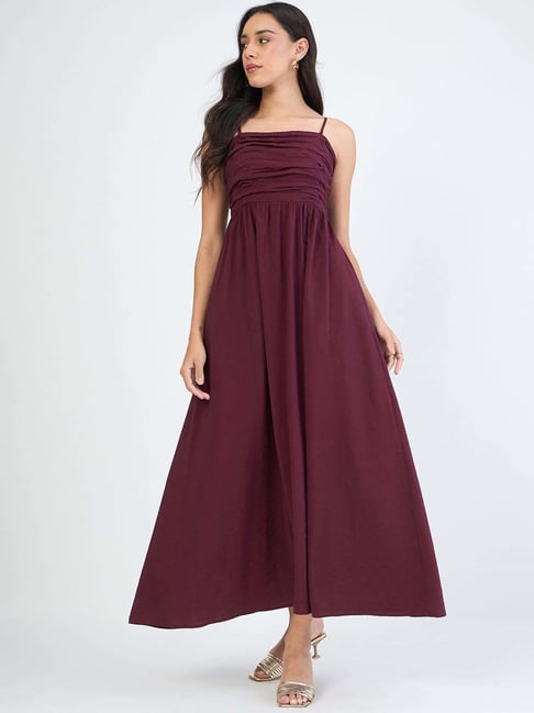 Femmella Maroon Regular Fit Dress-picture-38