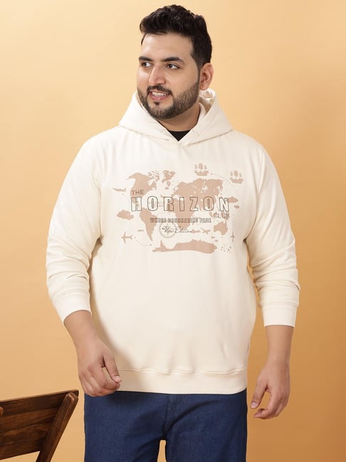 John Pride Beige Fleece Regular Fit Graphic Hooded Sweatshirt-picture-13
