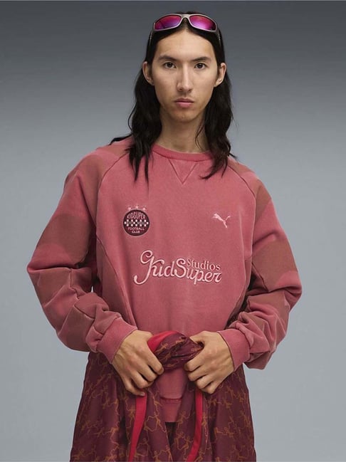 Puma Red Cotton Relaxed Fit Embroidered Sweatshirt-picture-28