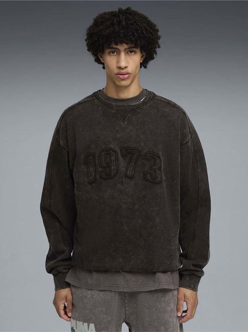 Puma Black Cotton Relaxed Fit Embroidered Sweatshirt-picture-30
