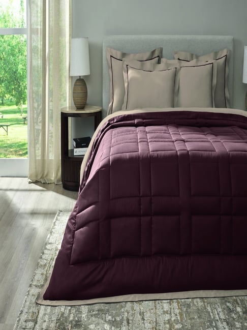 Sansaar Purple Cotton Geometric Single Comforter Set