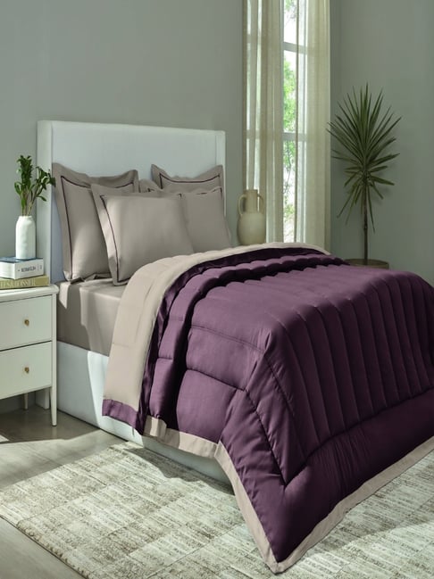 Sansaar Purple Cotton Geometric Single Comforter Set