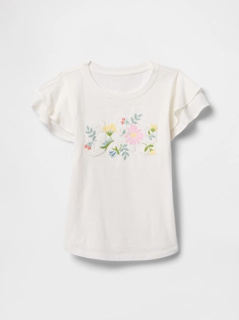 GAP Kids White Relaxed Fit Cotton Floral Top-picture-23
