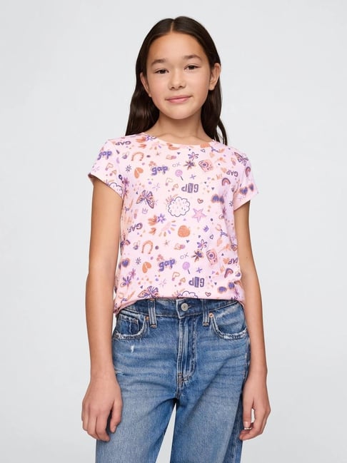 GAP Kids Pink Relaxed Fit Cotton Printed Top-picture-24