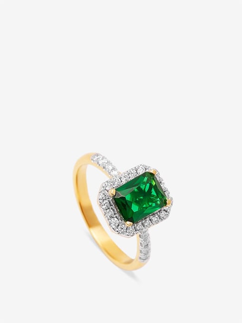 Westside X Pome Emerald Baguette Gold Plated Lab Diamond Ring