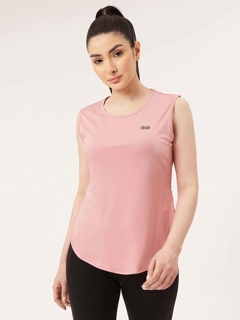 Clovia Pink Regular Fit Sports Tank Top