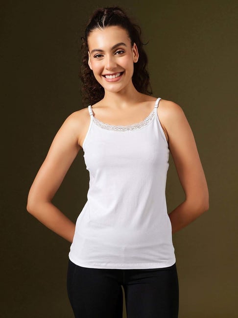 Clovia White Relaxed Fit Camisole