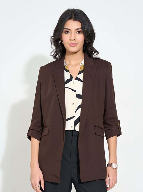 Annabelle By Pantaloons Brown Comfort Fit Blazer