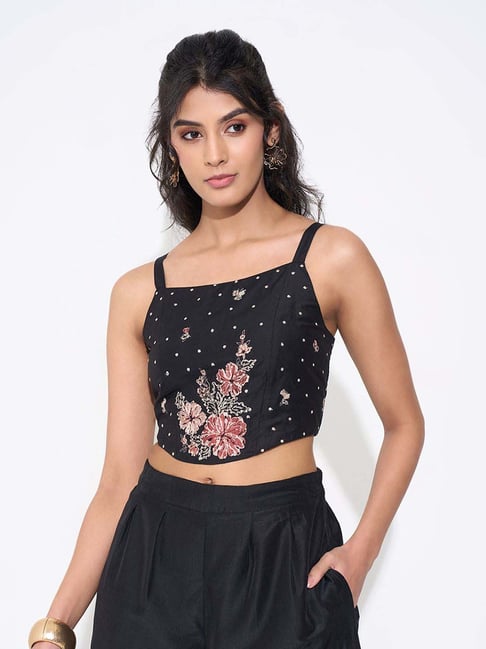 Akkriti By Pantaloons Jet Black Regular Fit Embroidered Top-picture-12