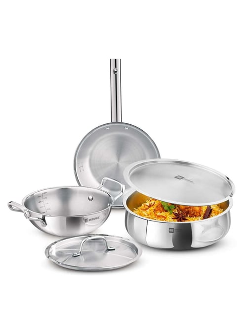 Bergner Silver Stainless Steel Pressure Cooker 5 Pcs Set