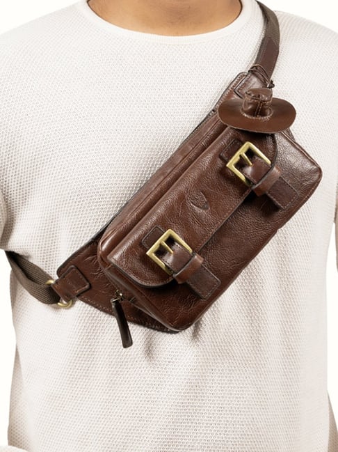 Hidesign Tan PISCO 01 Textutred Small Leather Cross Body Bag