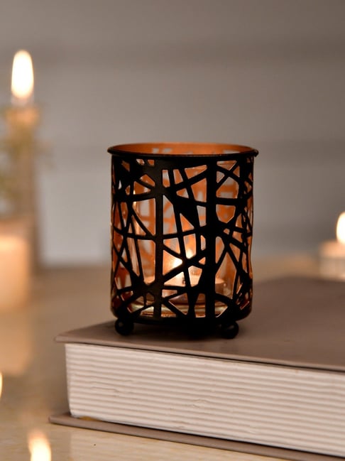 Tayhaa Black Metal Cutout Tealight Holder-picture-42