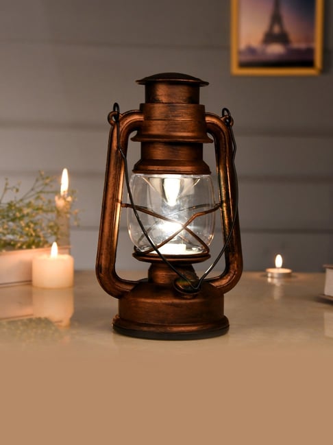 Tayhaa Brown Metal Antique Lantern Tealight Holder
