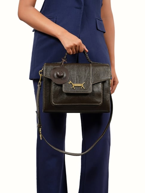 Hidesign Green PEYOTE 02 Textured Medium Leather Cross Body Bag