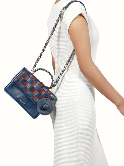 Hidesign Blue PEYOTE 03 Woven Small Leather Cross Body Bag-picture-40