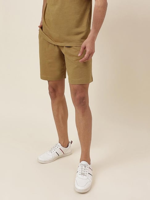 Fabindia Brown Cotton Relaxed Fit Solid Shorts