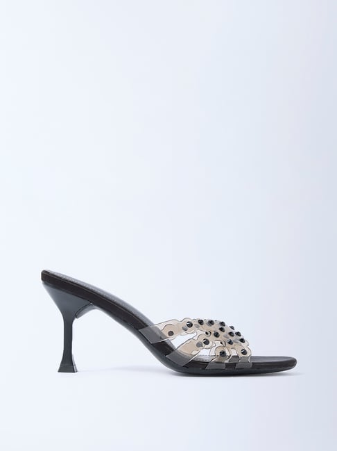 LUNA BLU by Westside Black Stud Detailed Heel Sandals-image-39