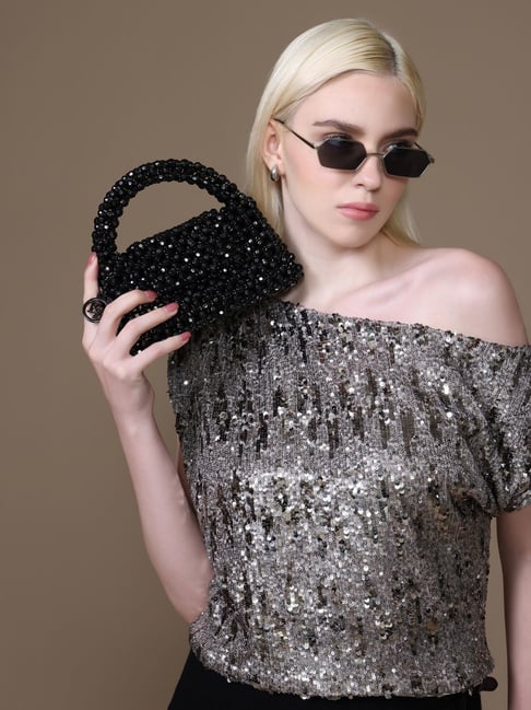 Kazo Black Elena Embellished Small Clutch-picture-29