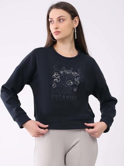 Monte Carlo Navy Blue Oversized Printed Sweatshirt-picture-29