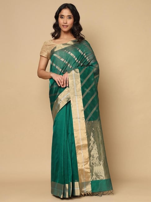 Fabindia Green Woven Design Saree-picture-18