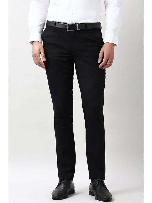 Peter England Black Slim Fit Trousers-picture-28