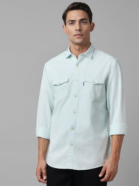 Louis Philippe Blue Cotton Regular Fit Shirt-picture-35