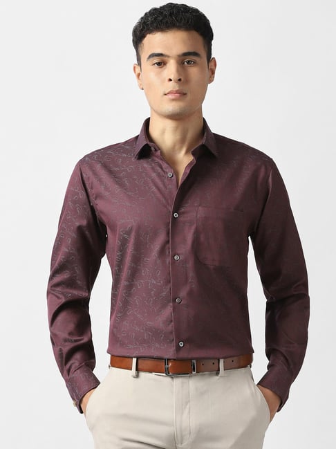 Van Heusen Maroon Cotton Regular Fit Printed Shirt-picture-44
