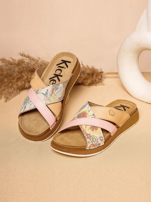 Kickers Women's KICK-RIGEL Beige Cross Strap Wedges-picture-16