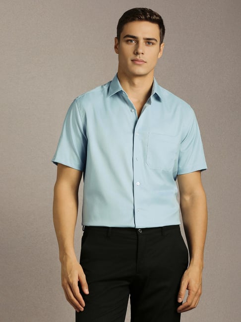 Louis Philippe Blue Cotton Regular Fit Shirt-picture-38