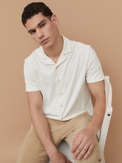 Code By Lifestyle White Regular Fit Texture Shirt-picture-16